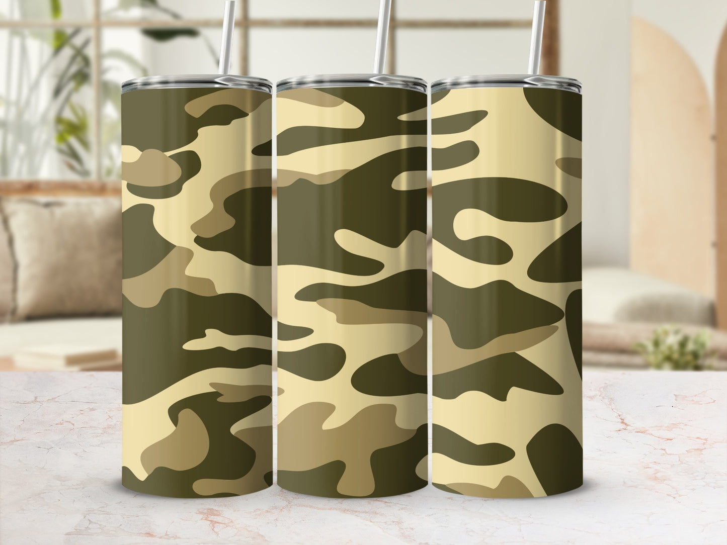 Camouflage Print Insulated Drinking Tumblers