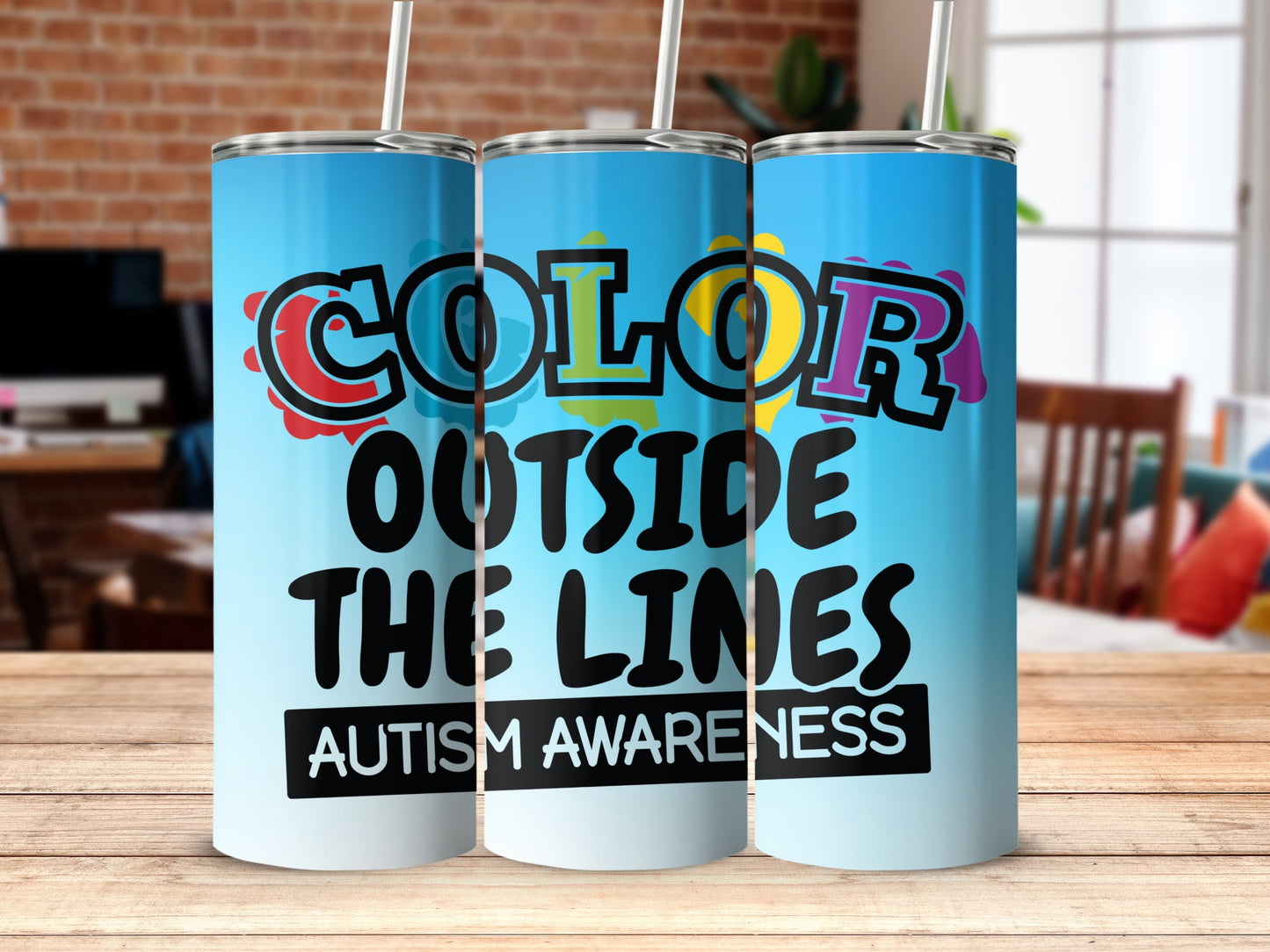 Color Outside the Lines Autism Awareness tumbler