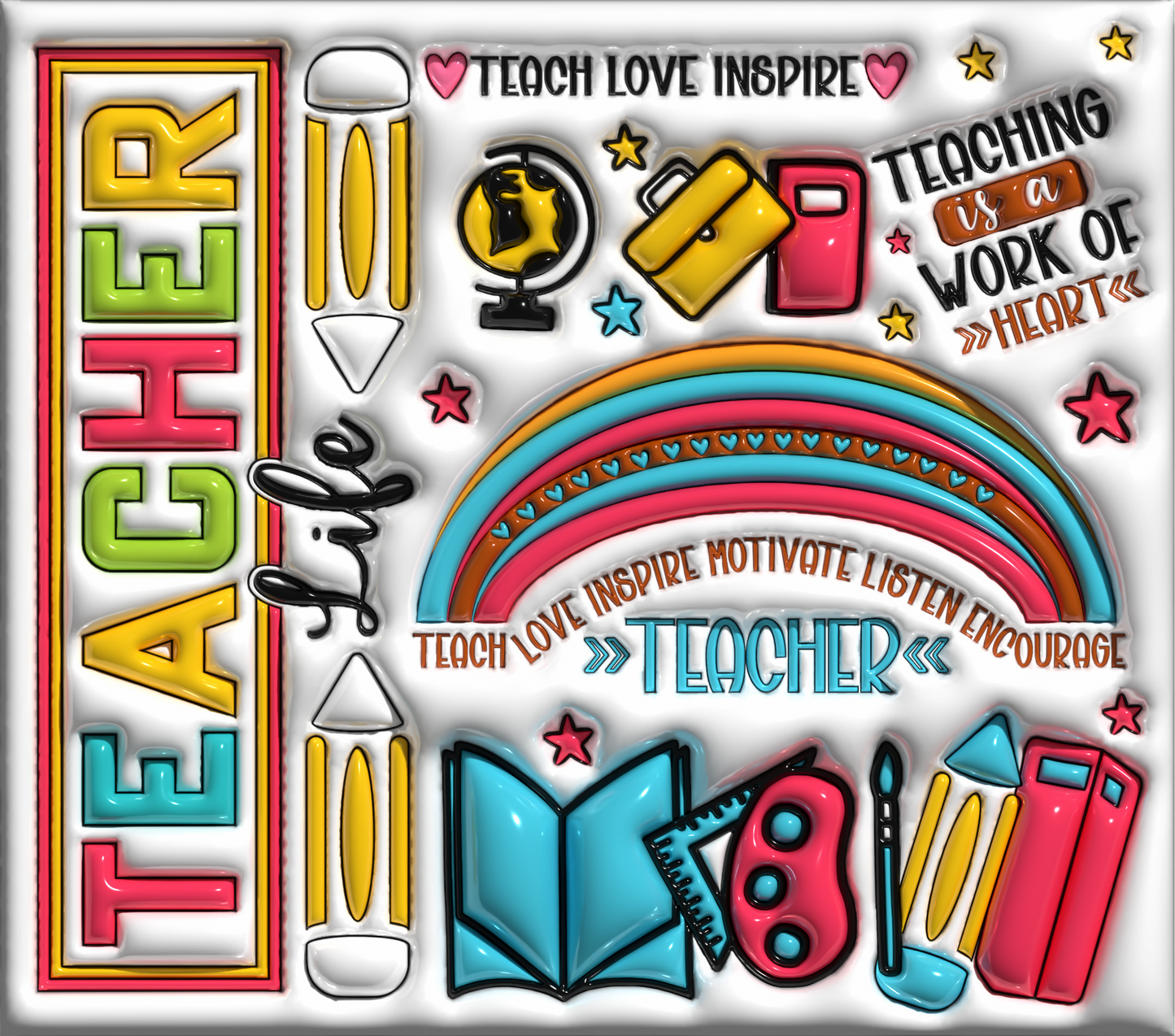 Teach Love Heart Teacher Tumbler