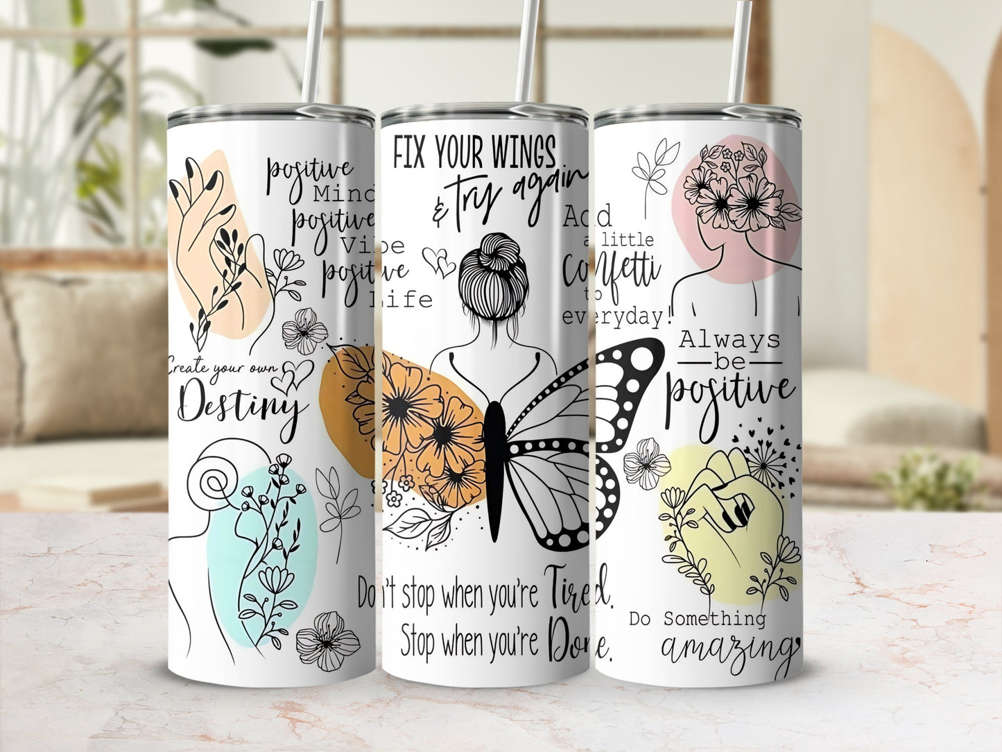 Motivational Quotes and Art Design Tumbler Collection
