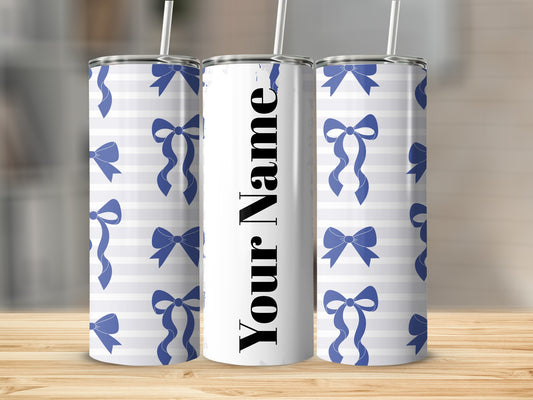 Personalized Blue Bow Design Tumbler for Custom Names