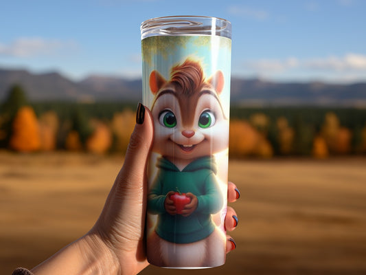 Animated Chipmunks With Apple Digital Art Design Tumblers