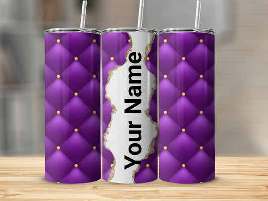 Personalized Purple Quilted Design Tumbler