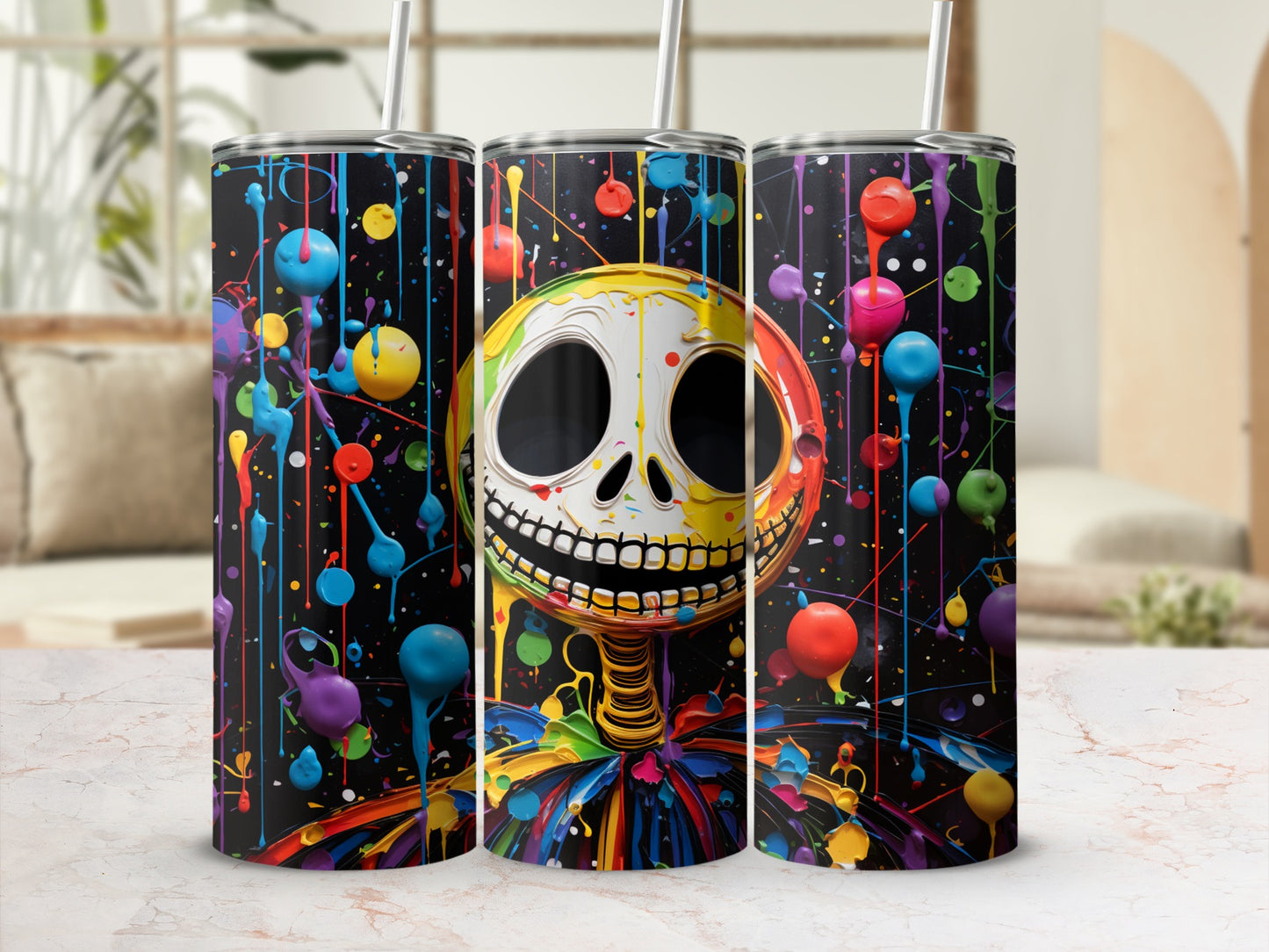 Colorful Skeleton and Balloons Theme Tumblers