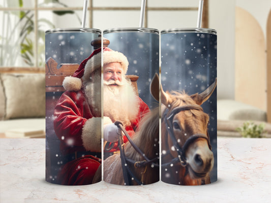 Santa Claus Riding Horse in Snow Tumbler Drinkware Product