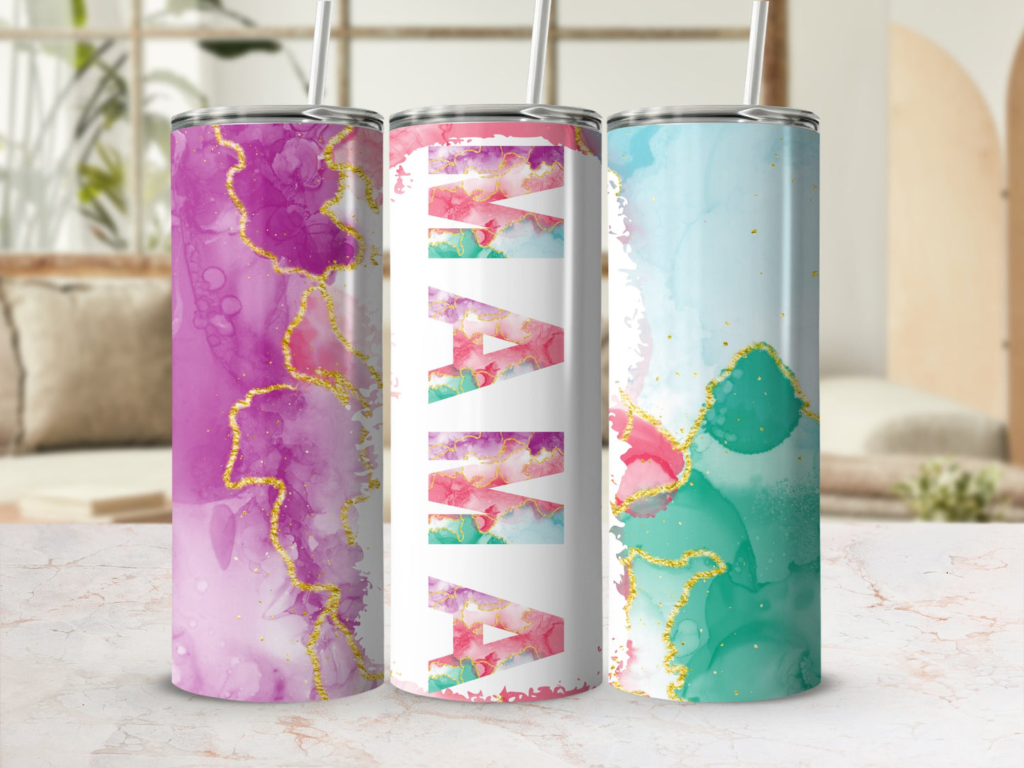 Vibrant Abstract Design Tall Skinny Tumbler Drinkware