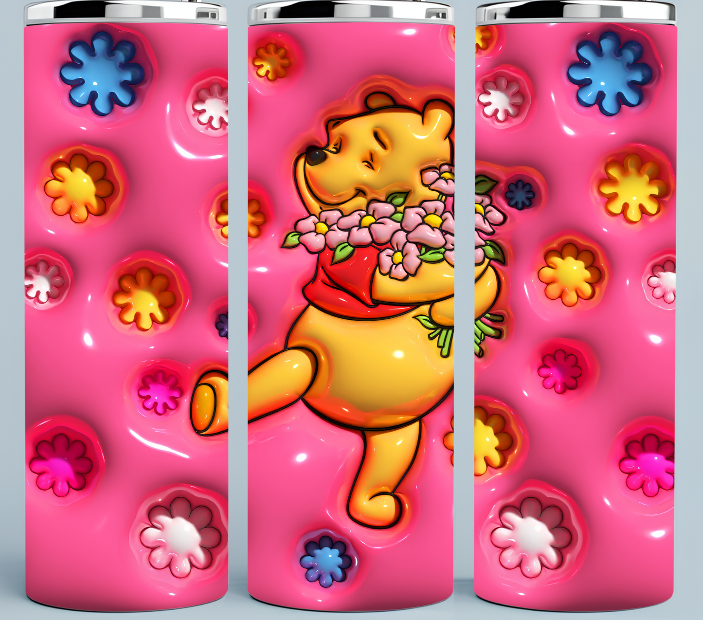 Winnie The Pooh with Flowers 3D