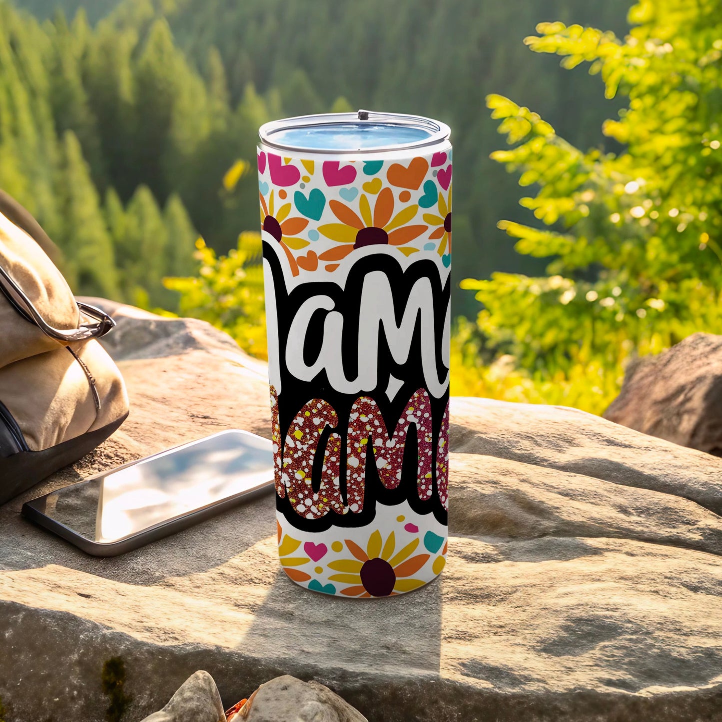 Colorful Hearts and Flowers Tumbler for Outdoors
