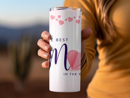 Best Mom in the World Heart Design Tumbler Cup