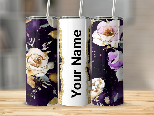 Personalized Floral Design Insulated Tumbler Cup