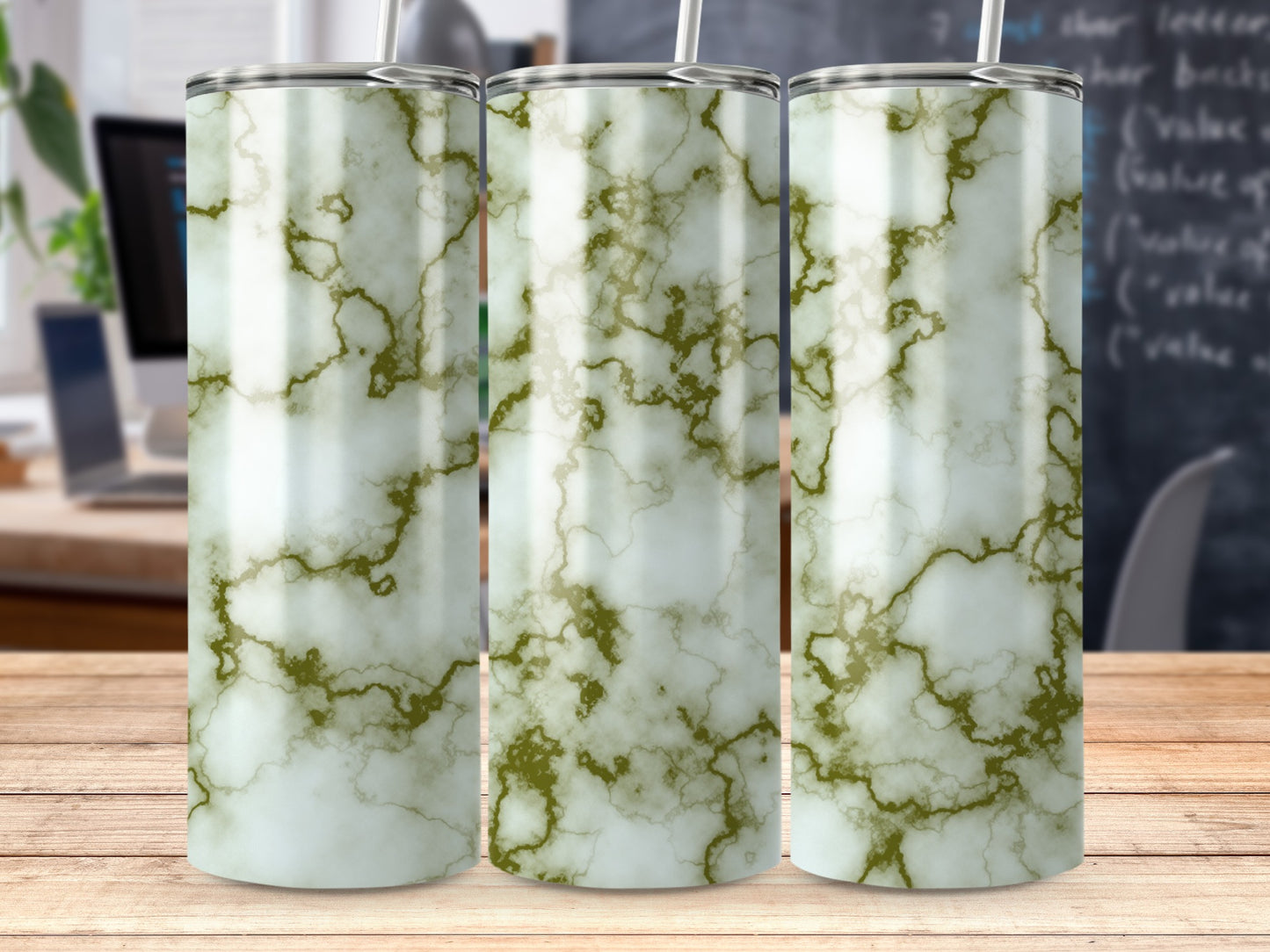 White Khaki Green Marble Pattern Tumbler product type