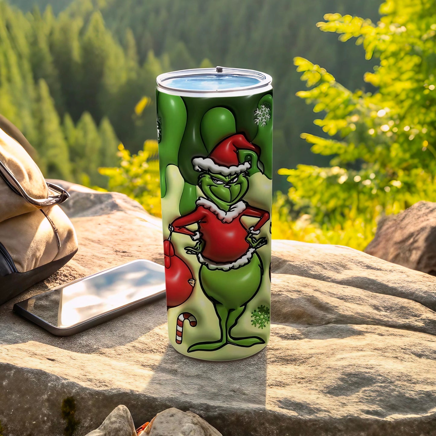 Festive Santa Grinch Stainless Steel Tumbler for Holidays