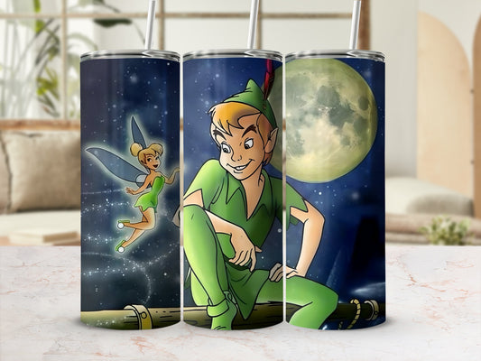 Peter Pan and Tinkerbell with Moon Design Tumbler