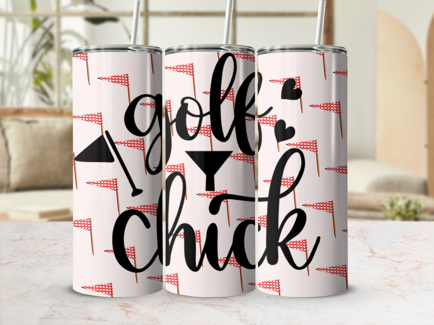 Golf Chick Modern Tumbler with Straw Trendy Design