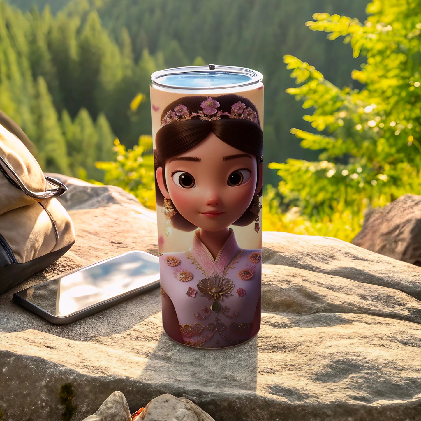 Adorable Animated Princess Design Travel Tumbler