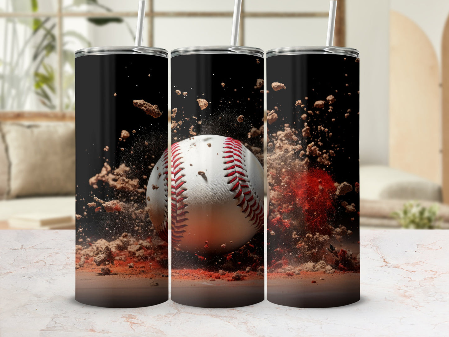 Baseball Splatter Design Stainless Steel Tumbler