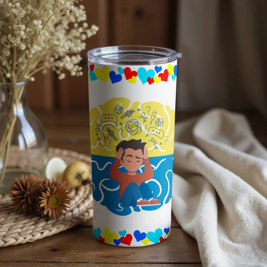 Colorful Insulated Tumbler with Vibrant Heart Design