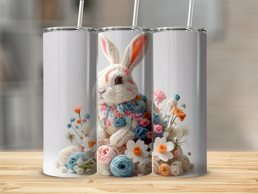 Knitted Bunny Rabbit Colorful Floral Tumbler product type