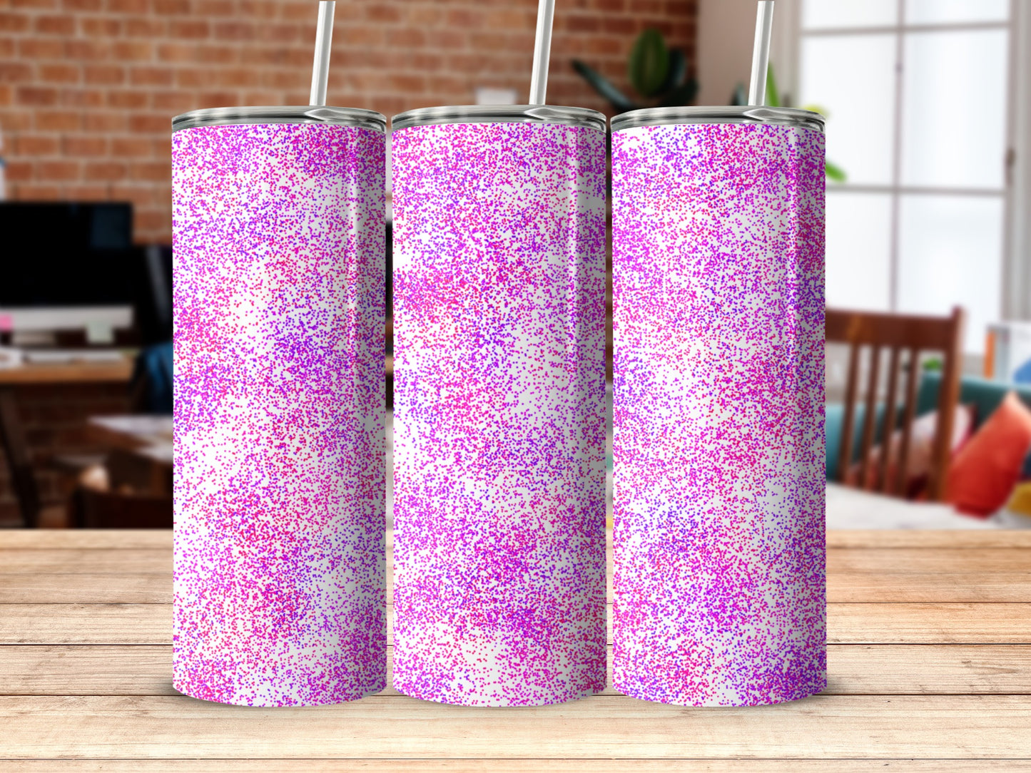 Vibrant Pink and White Speckled Design Tumbler
