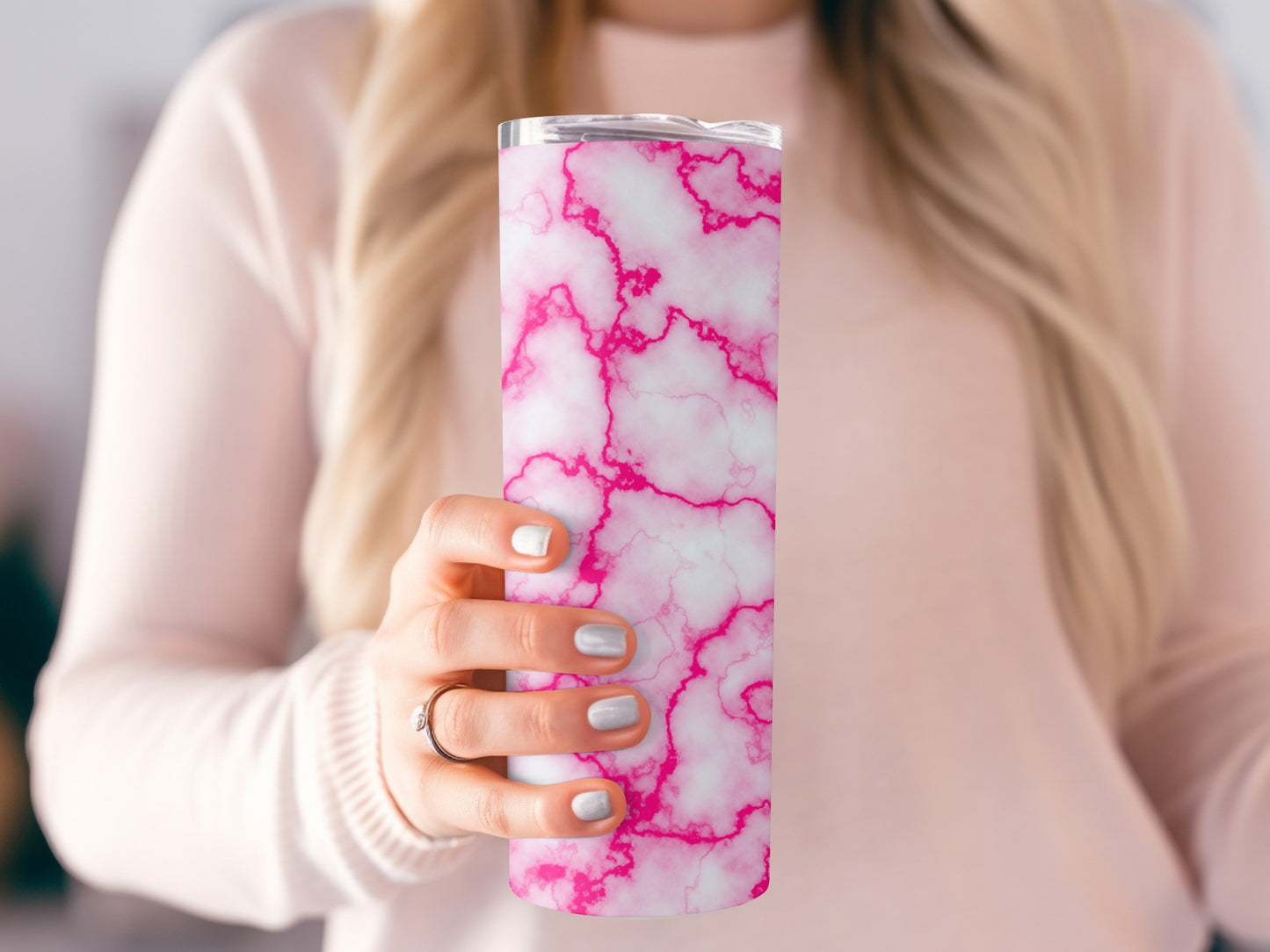 Vibrant Fuchsia Veined Texture Design Pattern Tumblers