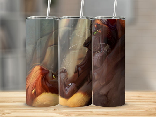 Three tumblers featuring Simba and Scar from The Lion King.