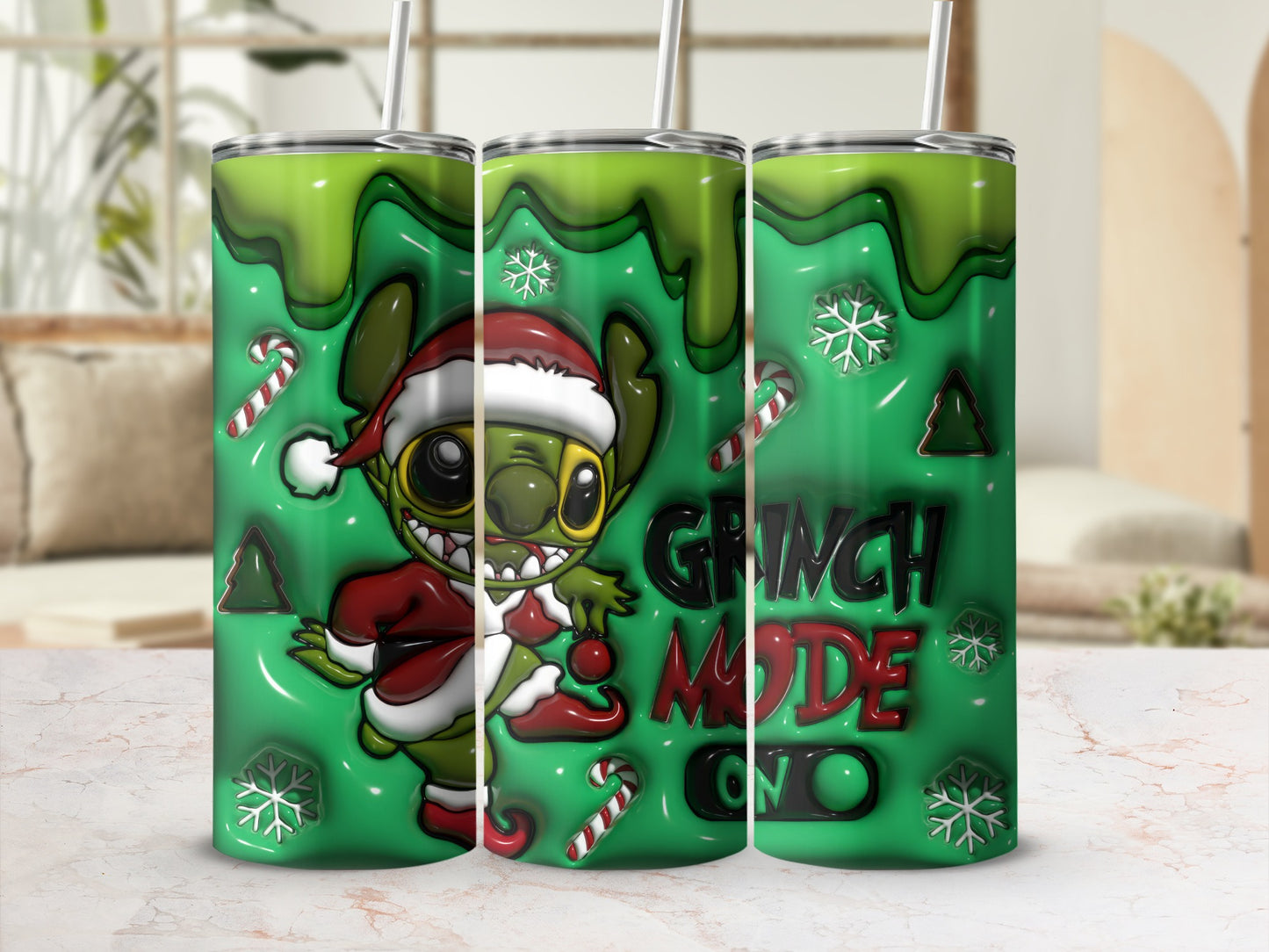 Grinch Mode Christmas Character Print Tumbler Product