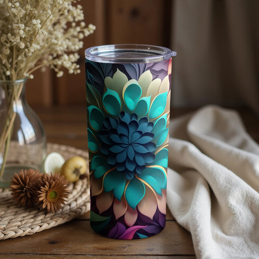 Colorful Floral Design Insulated Tumbler Cup