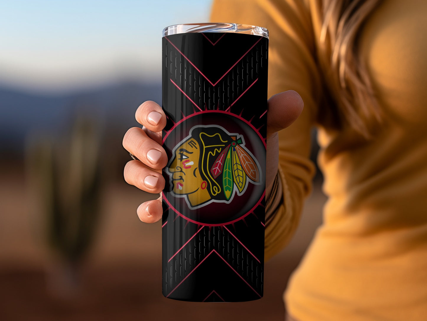 Chicago Blackhawks Logo On Black Tumblers