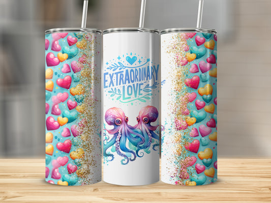 Extraordinary Love Octopus and Heart Design Tumbler