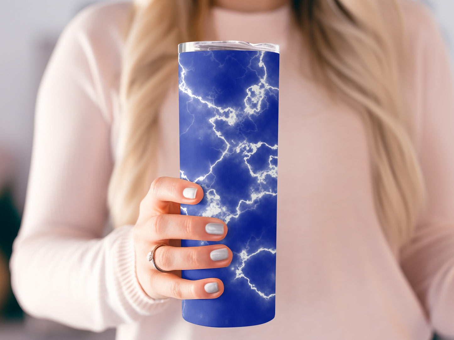 Vibrant Blue Abstract Design On Tumblers Perfect Gift Idea
