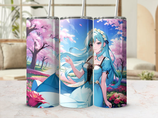 Anime-Inspired Pastel Floral Scene Tumbler Product