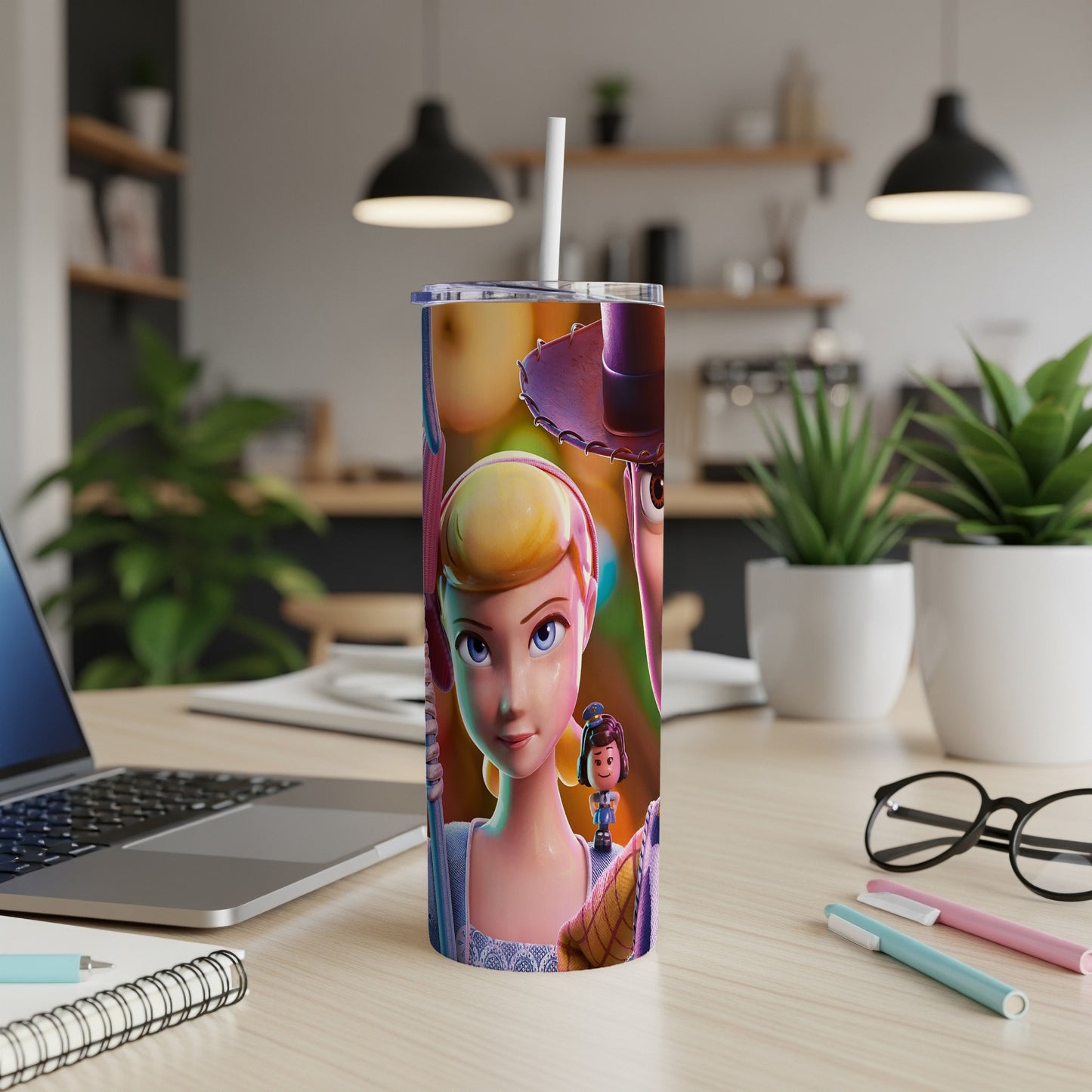 Bo Peep and Gabby Gabby from Toy Story on a tumbler cup.