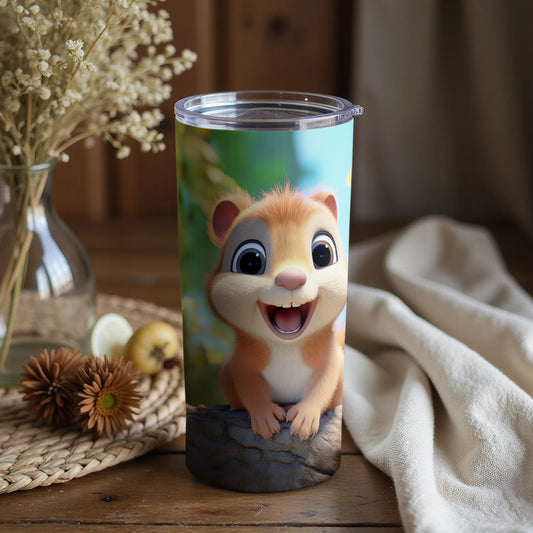 Cute Woodland Animal Tumbler with Lid Fun Drinkware