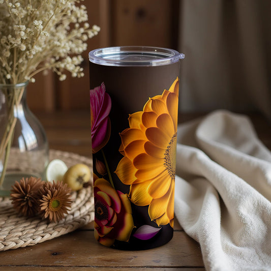 Vibrant Floral Design Travel Tumbler for Stylish Hydration