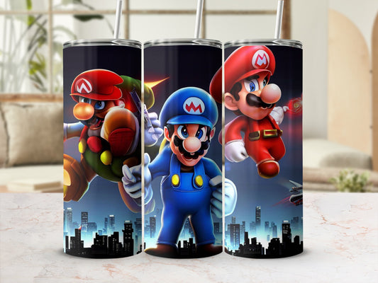 Colorful Super Mario Tumbler Featuring Iconic Characters