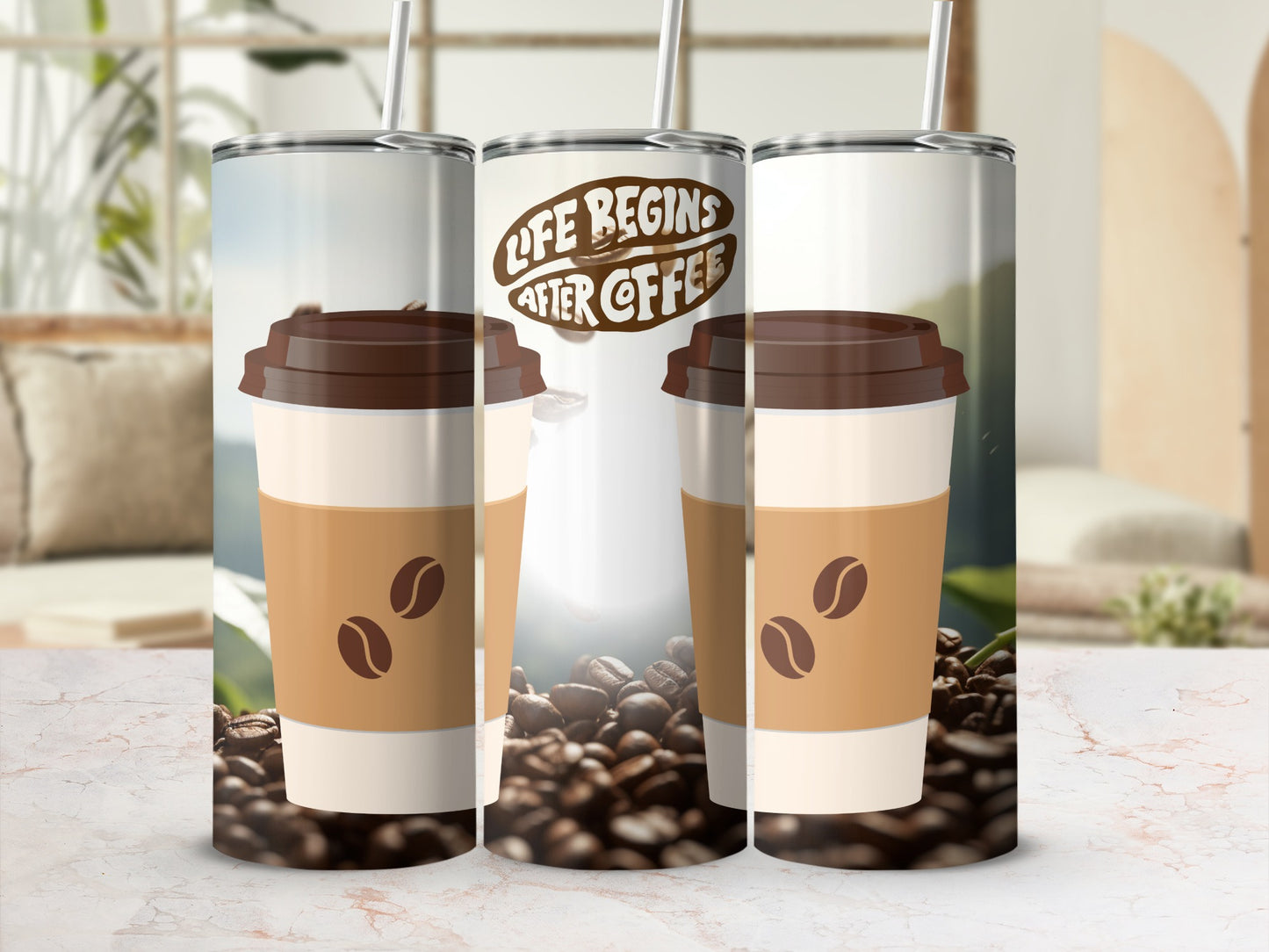 Life Begins After Coffee Design Tumbler Cup