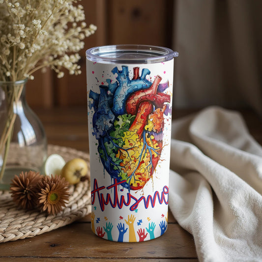 Autism Awareness Colorful Heart Puzzle Tumbler