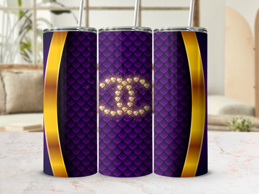 Purple and Gold Quilted Pattern Tumbler Product