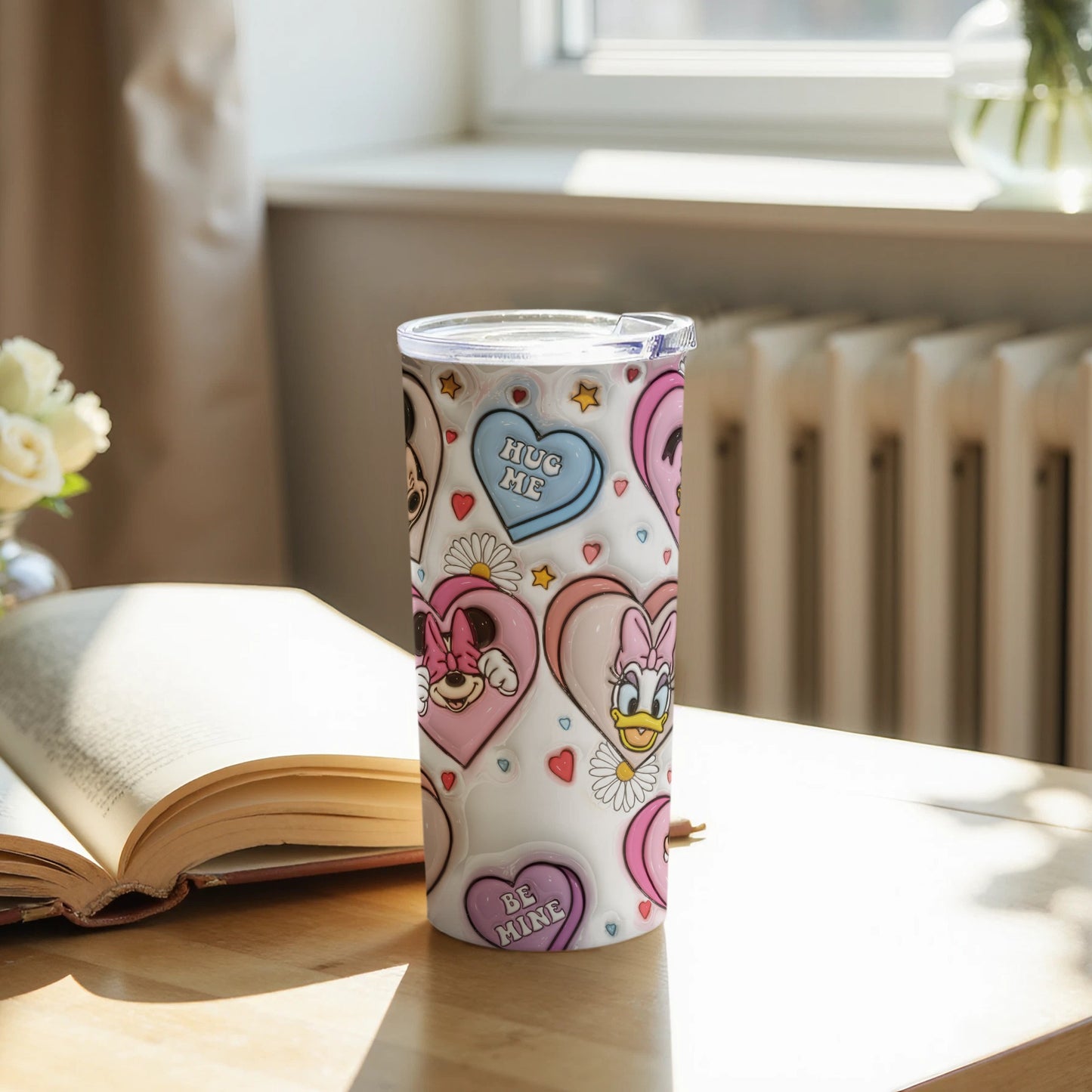 Adorable Heart and Character Design Beverage Tumbler