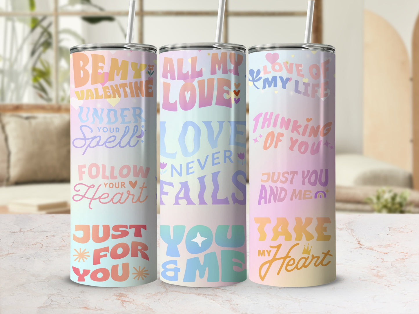 Love and Inspirational Quotes Tumbler Set