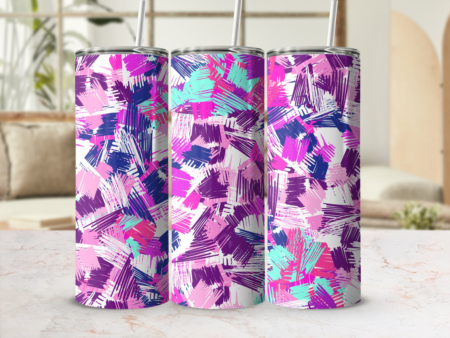 Vibrant Abstract Brush Strokes Tumbler Cup