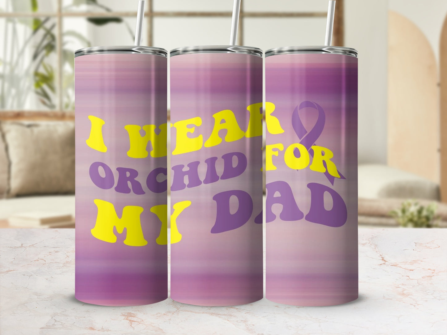 I Wear Orchid for My Dad Purple Ribbon Tumbler