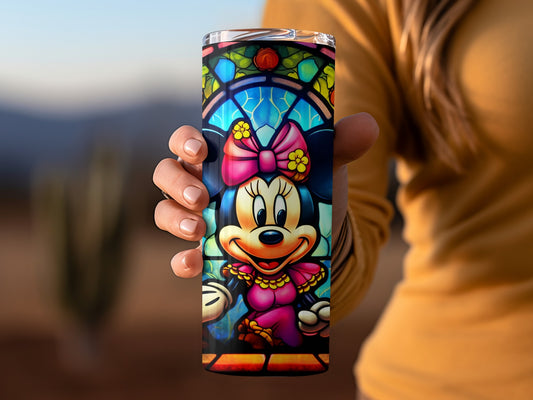 Colorful Minnie Mouse Stained Glass Design Tumbler