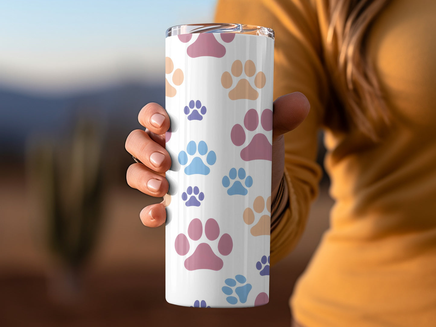 Colorful Paws Design Stainless Steel Tumbler Cup