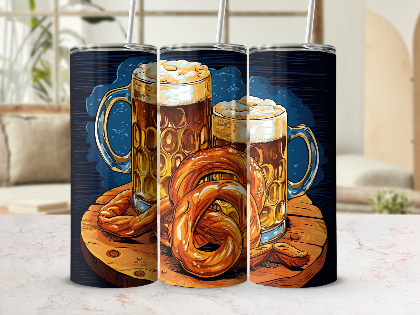 Beer and Pretzel Art Tumbler for Oktoberfest Drinkware