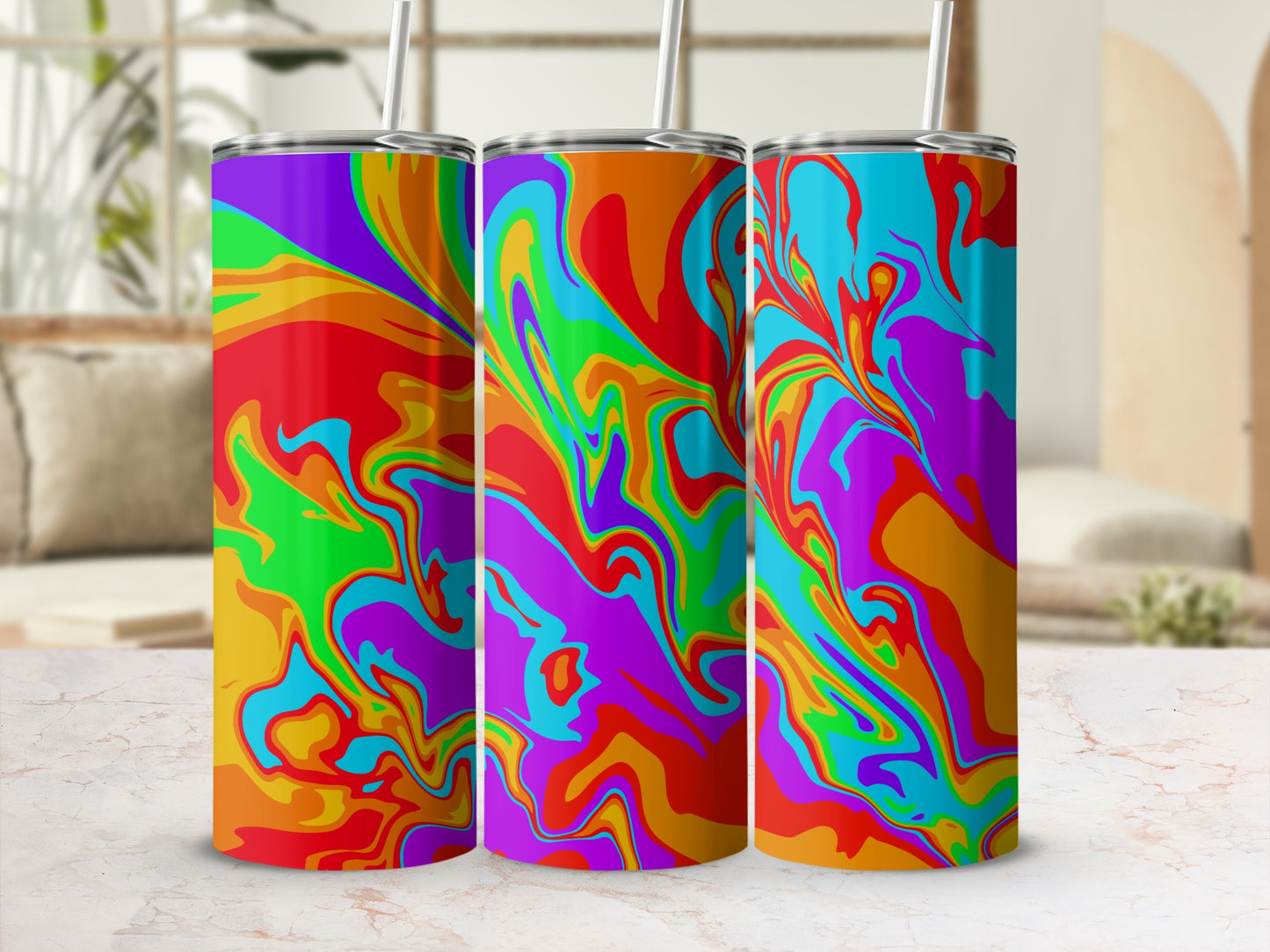 Vibrant Multicolor Abstract Design Tumbler Product