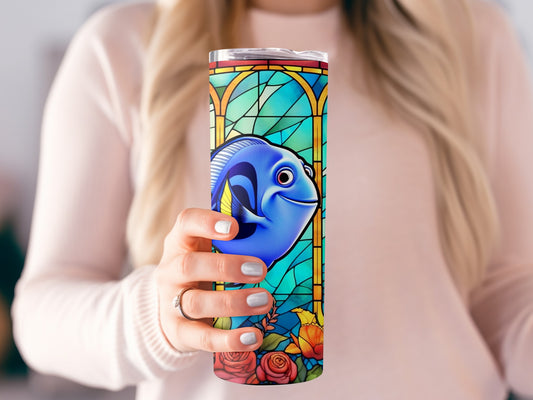 Colorful Fish Stained Glass Tumbler for Drink Enthusiasts