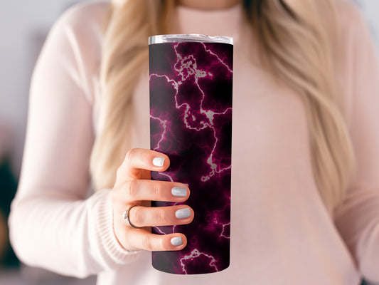 Abstract Electric Magenta with Silver Tumblers