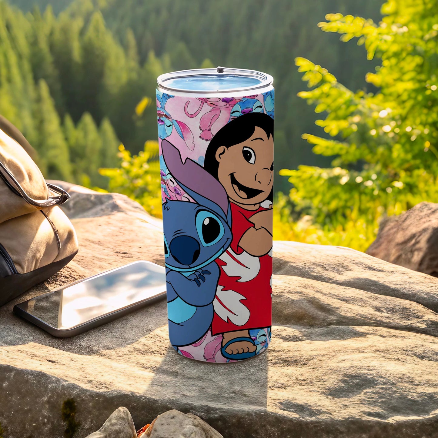 Colorful Lilo and Stitch Outdoor Travel Tumbler