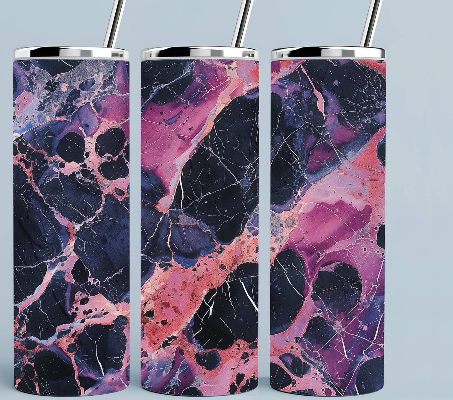 Pink purple black swirl tumbler